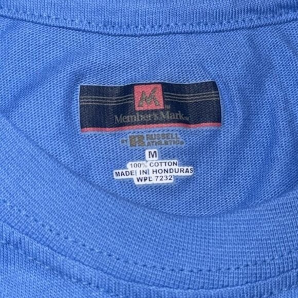 Members Mark Blue T-Shirt Combed Cotton Medium Made In Honduras - Picture 3 of 7